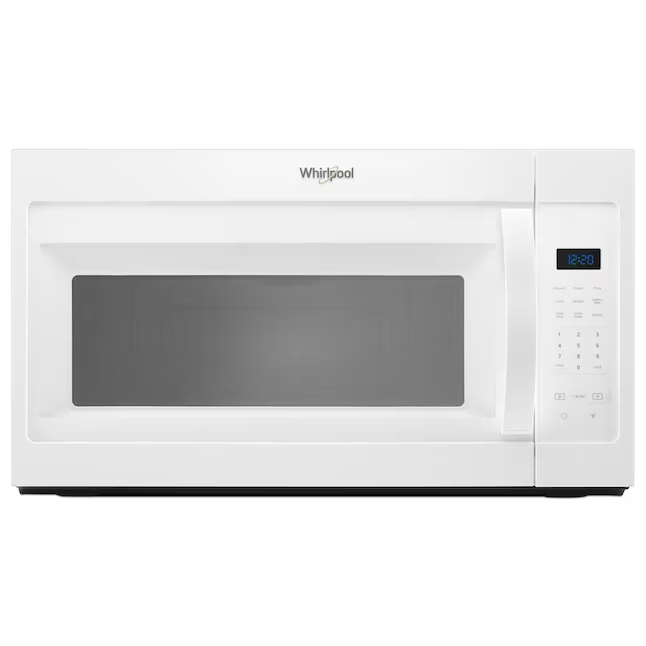 Microondas sobre la cocina Whirlpool de 1,7 pies cúbicos y 1000 vatios (blanco)