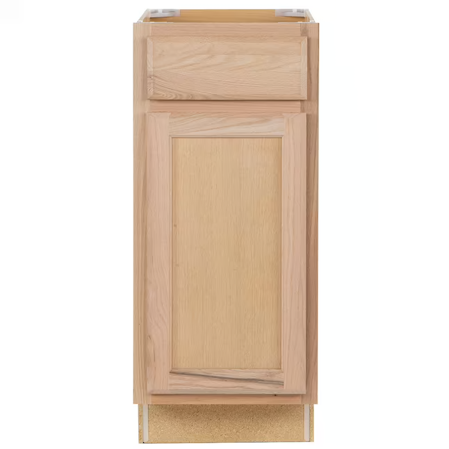 Project Source 15-in W x 35-in H x 23.75-in D Natural Unfinished Oak Door and Drawer Base Fully Assembled Cabinet (Flat Panel Square Door Style)