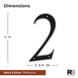 RELIABILT 6-in Reflective Black Number