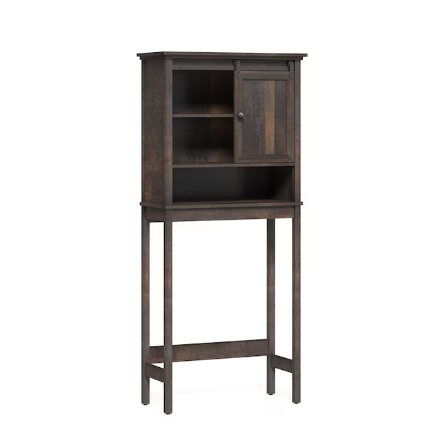 Style Selections Morriston 25-in x 64-in x 13-in Brown 3-Shelf Over-the-Toilet Storage