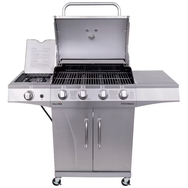 Char-Broil Performance Series Silver 4-Burner Liquid Propane Gas Grill with 1 Side Burner