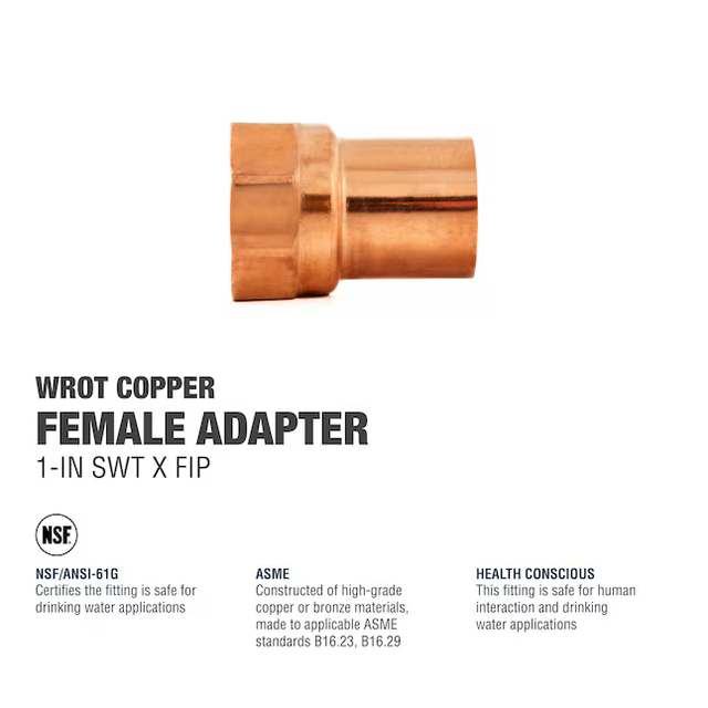 Streamline 1-in Copper Female Adapter