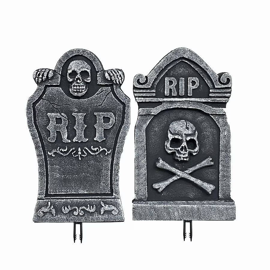 Haunted Living 1.5-ft Skulls Tombstone Yard Decoration (2-pack)