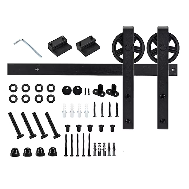 RELIABILT 78-in Matte Black Indoor Wagon Wheel Barn Door Hardware Kit