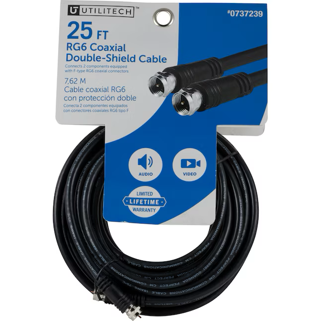 Utilitech 25-ft Rg6 Black Coaxial Cable