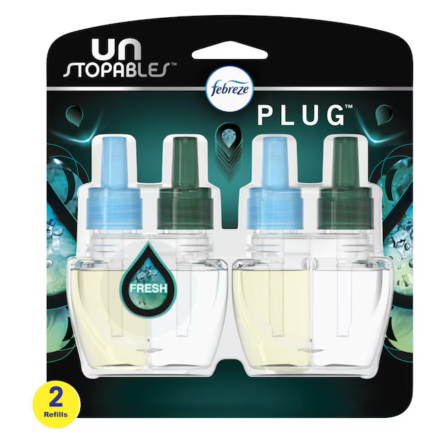 Febreze Plug Unstopables Ambientador de repuesto fresco de 1,75 onzas líquidas (paquete de 2)