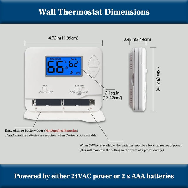 Digital Non-Programmable Thermostat (1 Heat/1 Cool)