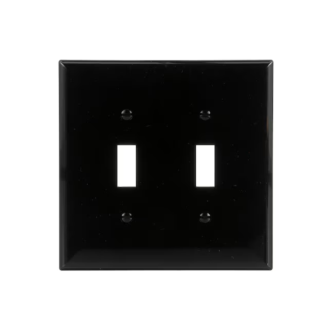 Eaton 2-Gang Midsize Black Polycarbonate Indoor Toggle Wall Plate