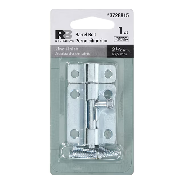 RELIABILT 2-1/2-in Zinc Steel Barrel Bolt