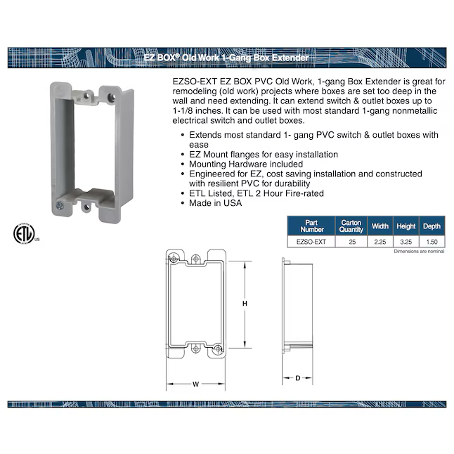 CANTEX Plastic Old Work Box Extender Electrical Box