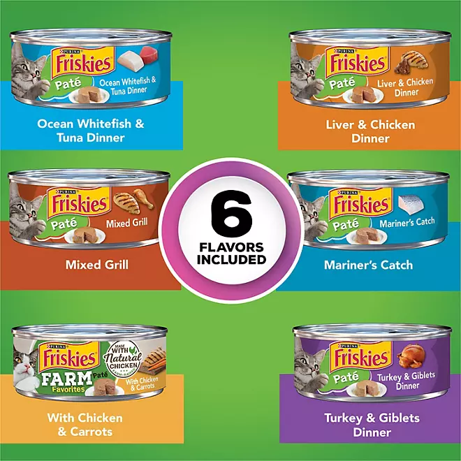 Purina Friskies Pate, Nassfutter für Katzen, verschiedene Sorten, 5,5 oz., 60 Stk.