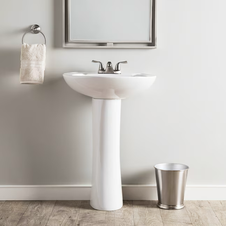 Project Source White Vitreous China Traditional Pedestal Sink Combo (22.64-in x 18.125-in x 33.6875-in)
