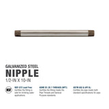 RELIABILT 1/2-in x 10-in Galvanized Nipple