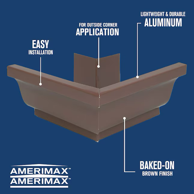Esquina exterior de canalón estilo K marrón Amerimax de 5 x 7,5 pulgadas 