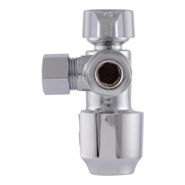 SharkBite 1/2-in Push-to-connect x 3/8-in Compression Brass Quarter Turn Stop Angle Valve