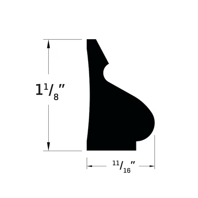 Royal Building Products 11/16 Zoll x 8 Fuß Colonial Unfinished PVC 2450 Fußleistenform