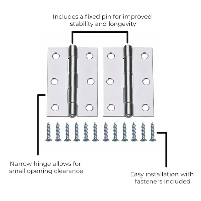 Bisagra para puerta interior/exterior de embutir plateada RELIABILT de 3 in de alto (paquete de 2)