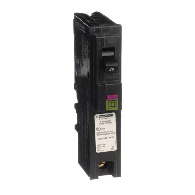 Square D Homeline 20-amp 1-Pole Dual Function Afci/Gfci Plug-on Neutral Circuit Breaker