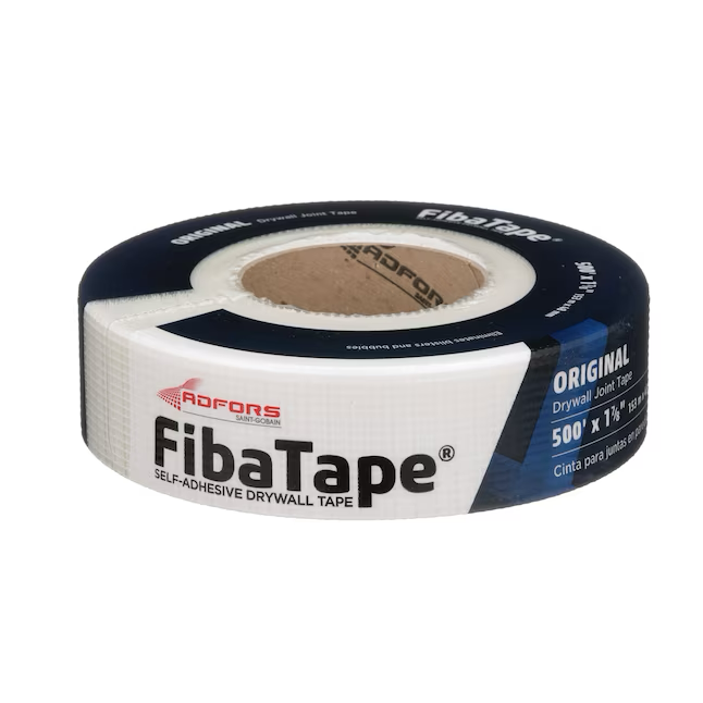 Saint-Gobain ADFORS FibaTape Standard White Cinta autoadhesiva para juntas de construcción de malla de 1,875 pulgadas x 500 pies