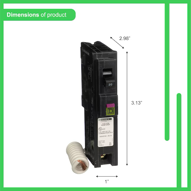 Square D Homeline 20 Ampere 1-poliger Doppelfunktions-AFCI/GFCI-Leistungsschalter