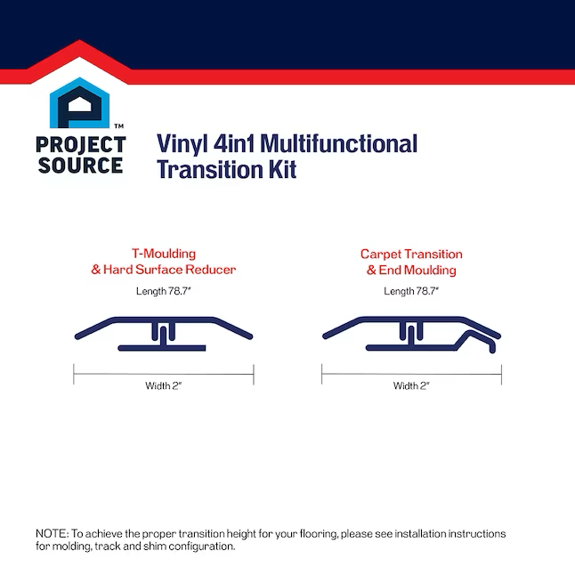 Project Source Iron 0,23 Zoll T x 2 Zoll B x 78,7 Zoll L Vinyl 4-in-1 Bodenleiste