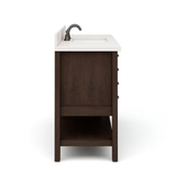 Allen + Roth Kingscote tocador de baño con lavabo individual bajo encimera de color espresso de 48 pulgadas con tapa de piedra de ingeniería blanca