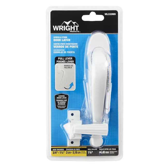 WRIGHT PRODUCTS Juego de herrajes para manija de puerta de tormenta/pantalla de metal fundido a presión blanca ajustable de 2,25 pulgadas