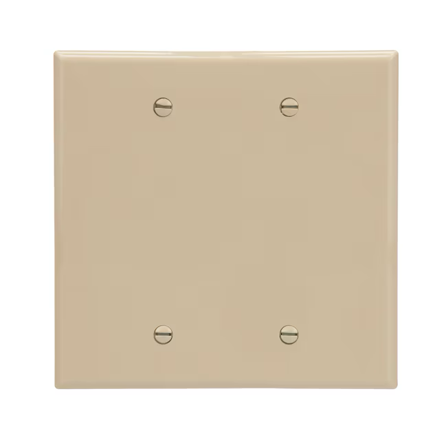 Eaton 2-Gang Midsize Ivory Polycarbonate Indoor Blank Wall Plate