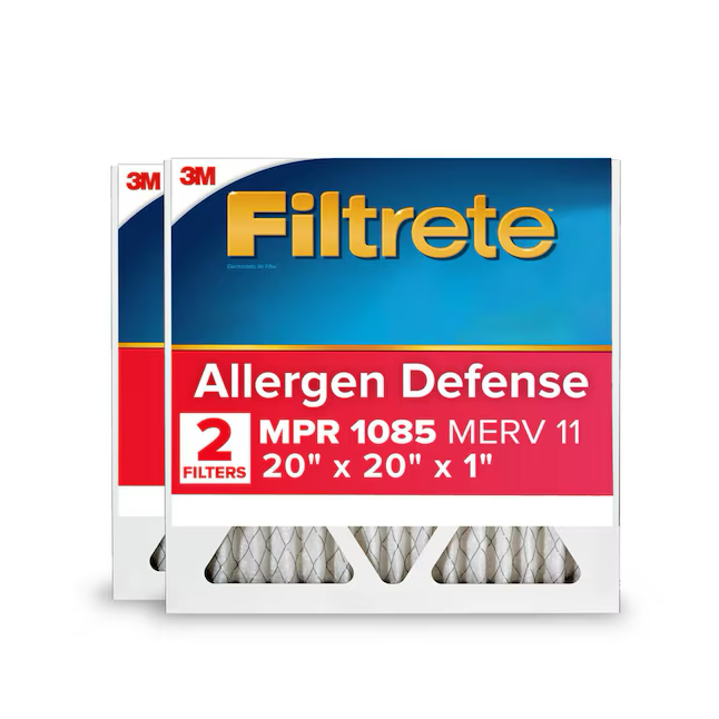 Filtrete 20 Zoll B x 20 Zoll L x 1 Zoll MERV 11 1085 MPR Allergen Defense Extra elektrostatischer Plissee-Luftfilter (2er-Pack)