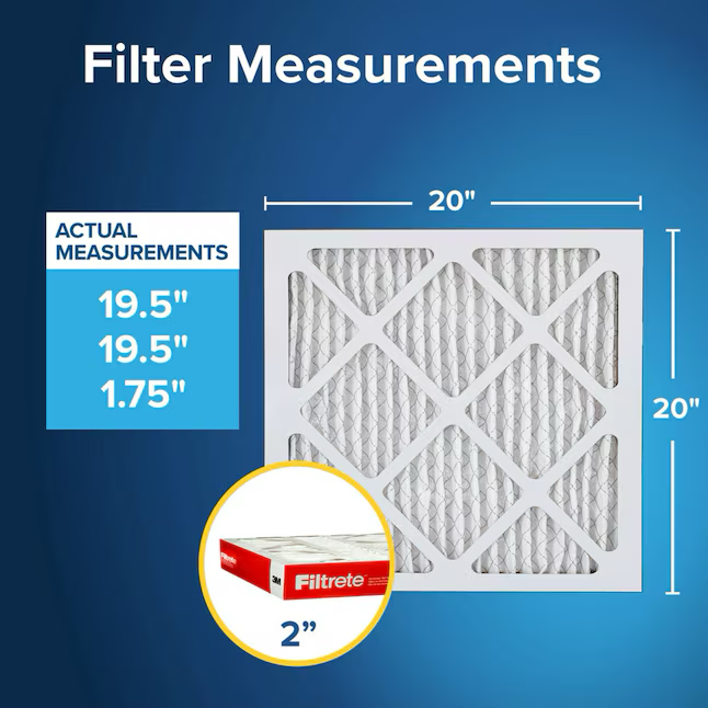 Filtro de aire plisado electrostático Allergen Defense Extra de Filtrete de 20 pulgadas de ancho x 20 pulgadas de largo x 1 pulgada MERV 11 1085 MPR (paquete de 2)