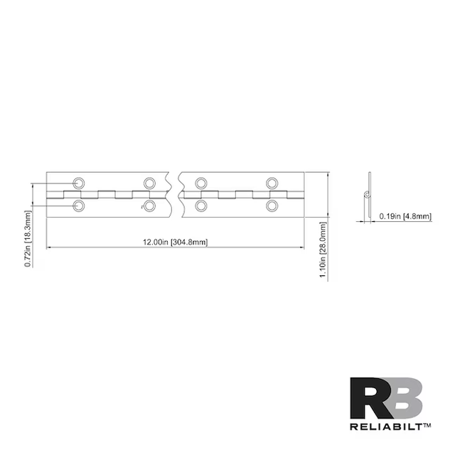 RELIABILT 180-Degree Piano Surface Stainless Steel Cabinet Hinge, (1-Piece)