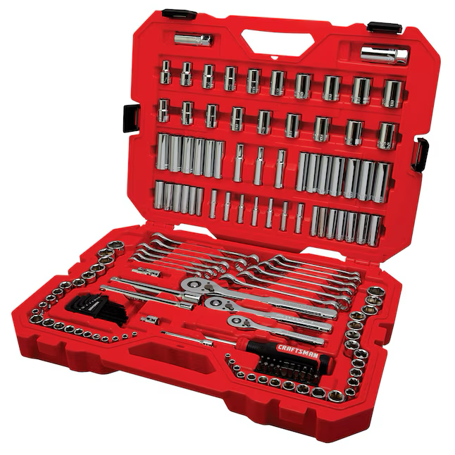 CRAFTSMAN 159-Piece Standard (SAE) and Metric Polished Chrome Mechanics Tool Set with Hard Case