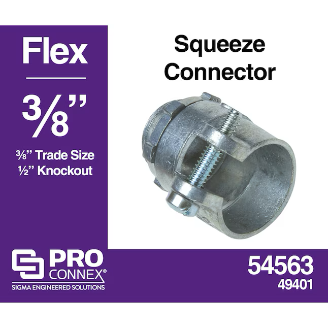 Sigma ProConnex 3/8-in Flexible Die Cast Zinc Squeeze Connector Conduit Fittings