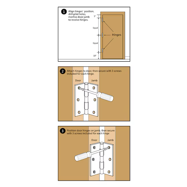 Bisagra para puerta interior/exterior de embutir negra mate cuadrada de 2-1/2 pulg. de alto y 1-1/2 pulg. de RELIABILT