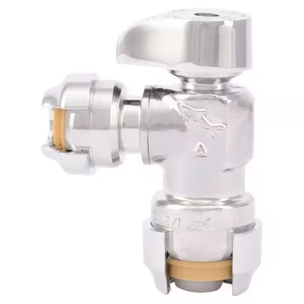 SharkBite 1/2 in. Push-to-Connect x 1/4 in. Push-to-Connect Chrome-Plated Brass Quarter-Turn Angle Stop Valve