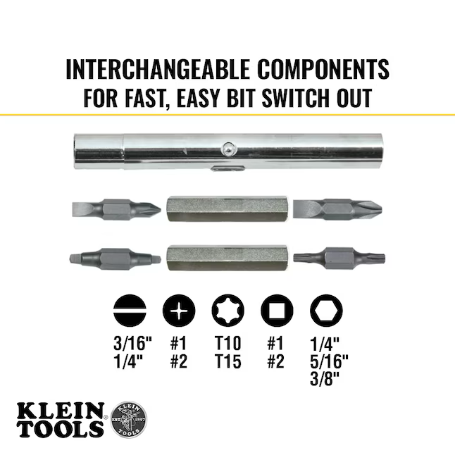 Klein Tools 11-Piece Bi-material Handle Assorted Multi-bit Screwdriver