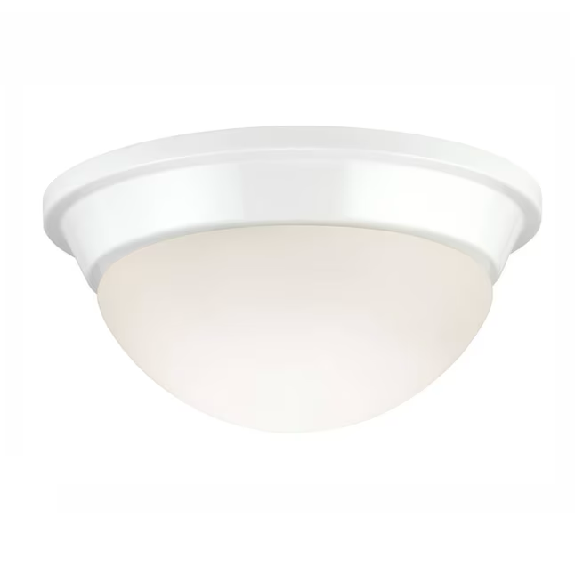 Project Source 1-Light 8.75-in Satin White Flush Mount Light