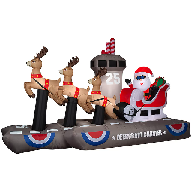 Holiday Living 8-ft LED Santa Deercraft Carrier Scene Christmas Inflatable