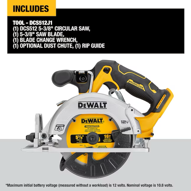 DEWALT XTREME 12-Volt Max 5-3/8-Zoll bürstenlose Akku-Kreissäge (ohne Zubehör)