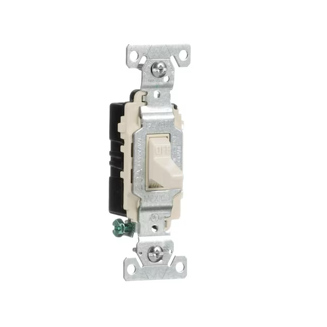 Eaton 20-Amp Single-Pole Toggle Light Switch, Light Almond