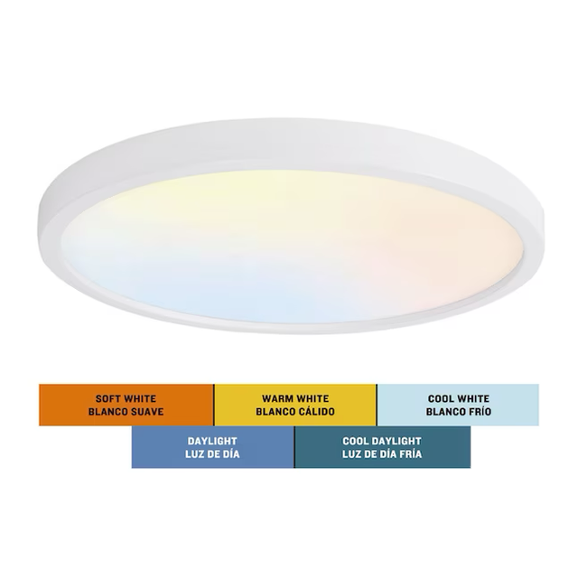 Project Source Adjustable Color Temperature 1-Light White LED Flush Mount Light