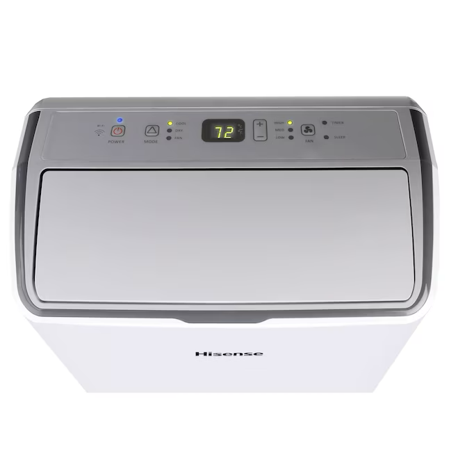 Hisense 12000-BTU DOE (115 voltios) Aire acondicionado portátil con ventilación, color blanco, habilitado para Wi-Fi y con control remoto, enfría 550 pies cuadrados