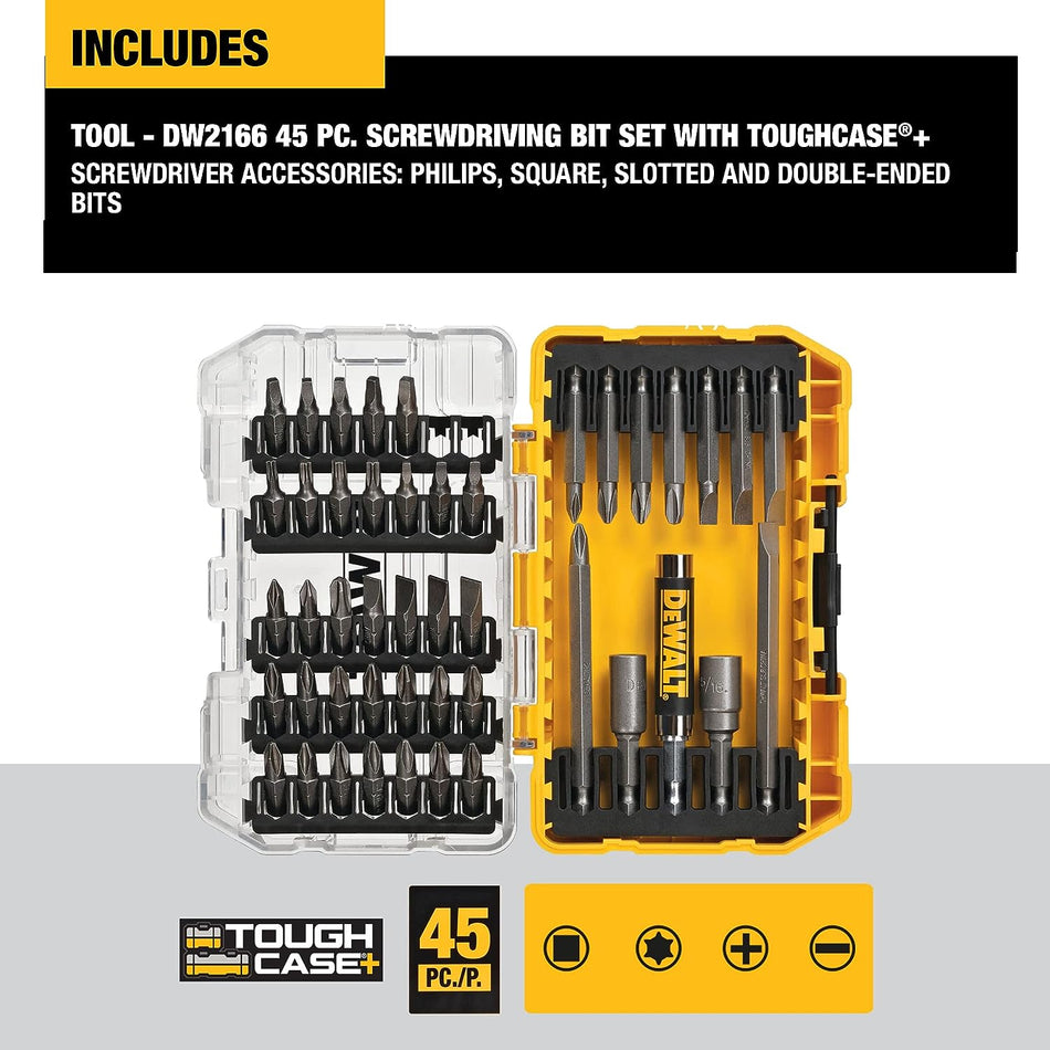 DeWalt Screwdriver Bit Set with Tough Case, 45-Piece