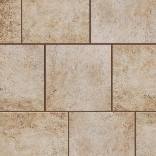 Style Selections Mesa Beige 12-in x 12-in Glazed Porcelain Stone Look Floor and Wall Tile (Case of 18)