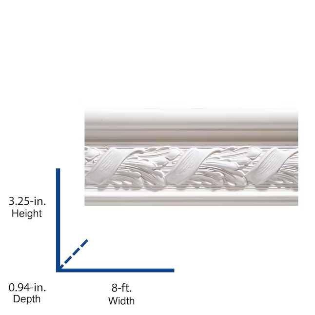 Molduras ornamentales Moldura para riel de silla de madera dura blanca de 3-1/4 pulgadas x 8 pies