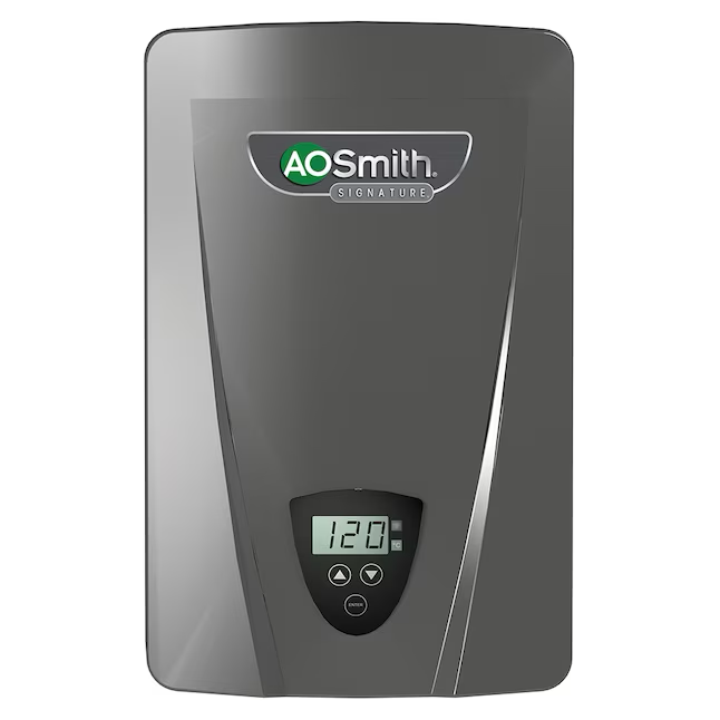 Calentador de agua eléctrico sin tanque AO Smith Signature Series de 240 voltios, 18 KW y 1,6 GPM