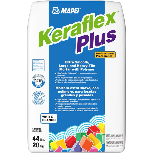 MAPEI Keraflex Plus Weißer Dünnbettmörtel/Mittelbett-Fliesenmörtel (44 lb)