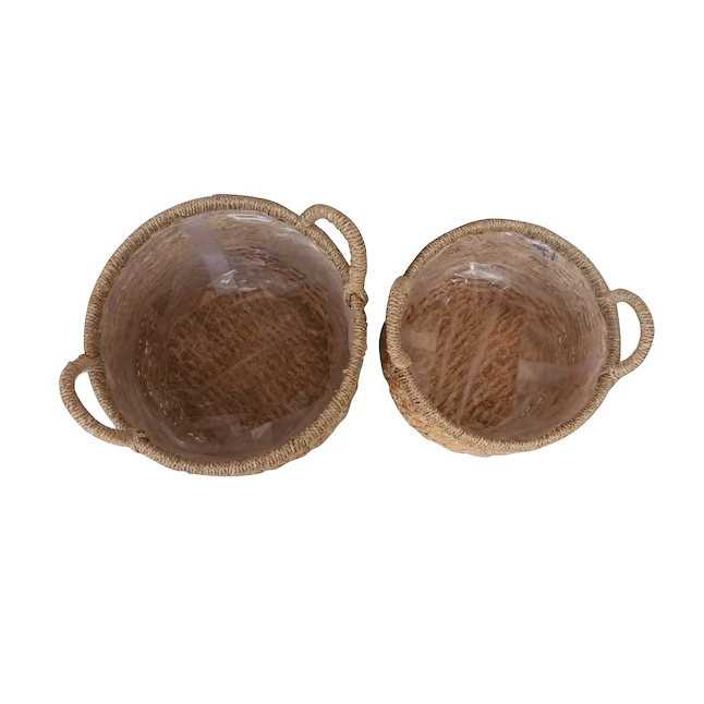 allen + roth 2 -Pack Round 15.75-Inches W Medium Brown Wicker Indoor Planter