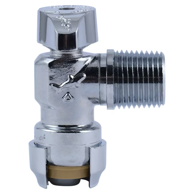 SharkBite 1/2-in Push-to-connect x 1/2-in MIP Chrome Quarter Turn Stop Angle Valve