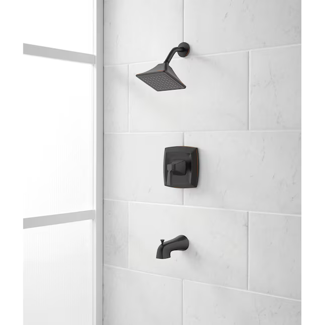 allen + roth Chesler Oil Rubbed Bronze 1-handle Single Function Square Bathtub and Shower Faucet Valve Included